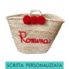 Borse Di Paglia Syrenia | Borsa Di Paglia Con Scritta Personalizzata Rossa