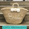 Borse Di Paglia Syrenia | Borsa Di Paglia Con Scritta Personalizzata Bianco