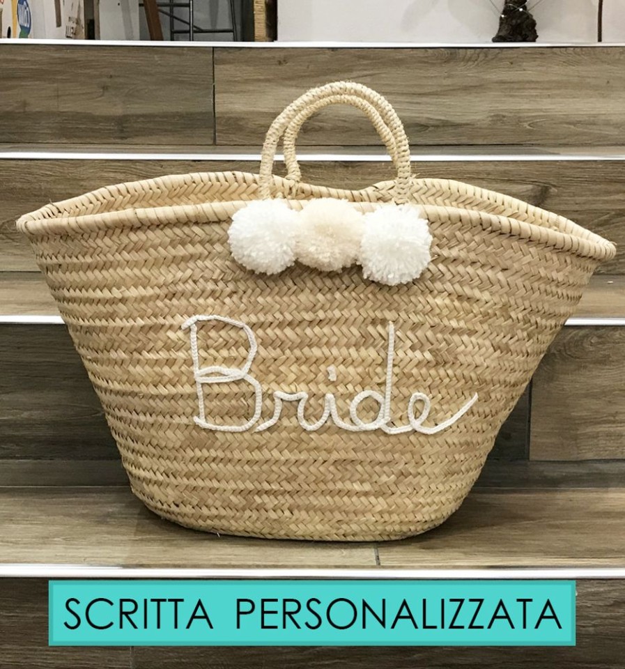 Borse Di Paglia Syrenia | Borsa Di Paglia Con Scritta Personalizzata Bianco