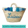 Borse Di Paglia Syrenia | Borsa Di Paglia Con Scritta Personalizzata Turchese