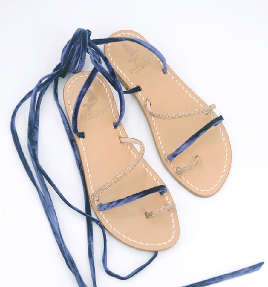 Sandali Syrenia | Sandali Amira Gladiator Velluto Blu Shine Pave Ambra