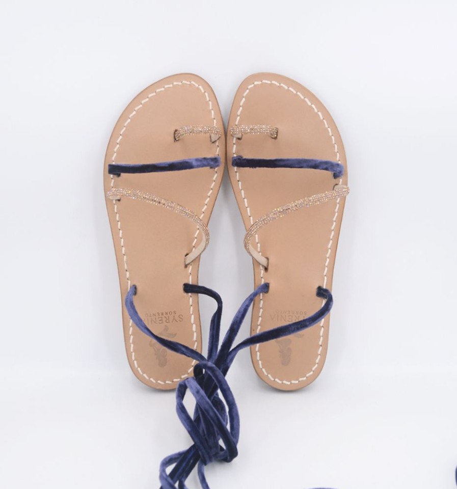 Sandali Syrenia | Sandali Amira Gladiator Velluto Blu Shine Pave Ambra