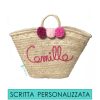 Borse Di Paglia Syrenia | Borsa Di Paglia Con Scritta Personalizzata Fucsia