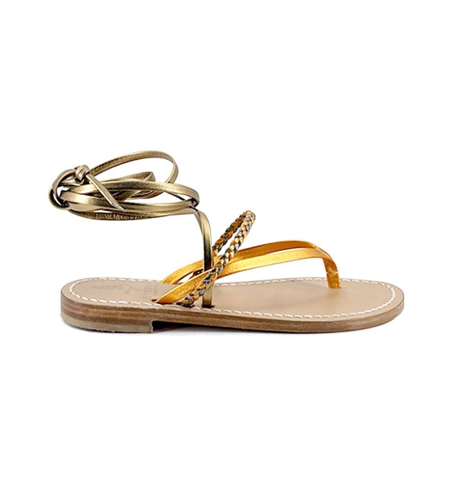 Sandali Syrenia | Sandali Nevia Gladiators Bicolore Bronzo Arancio Con Treccina