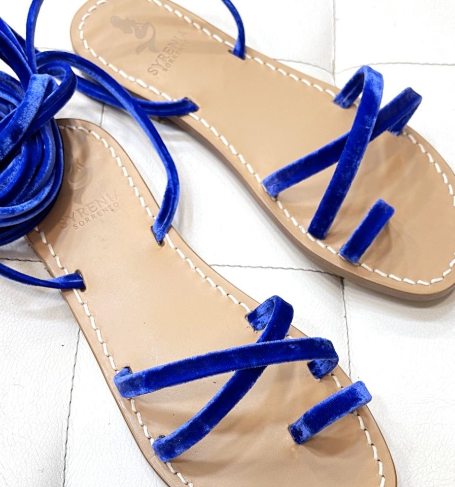 Sandali Syrenia | Sandali Nicosia Gladiator Velvet Blu Cobalto